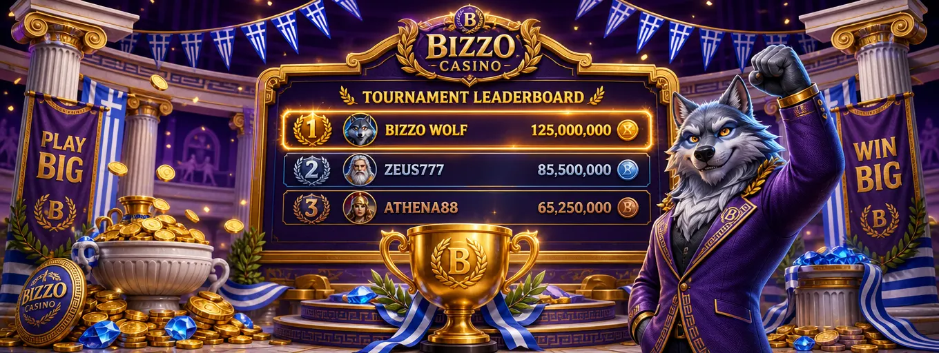 Πίνακας κατάταξης τουρνουά Bizzo Casino με χρυσό τρόπαιο και δάφνινο στεφάνι